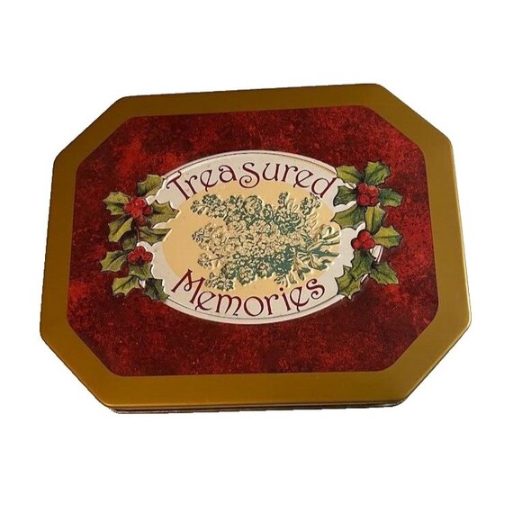 Vntg Santa Christmas Cookie Candy Decor Tin Treasured Memories 8" H x 5.5" W - Picture 4 of 4